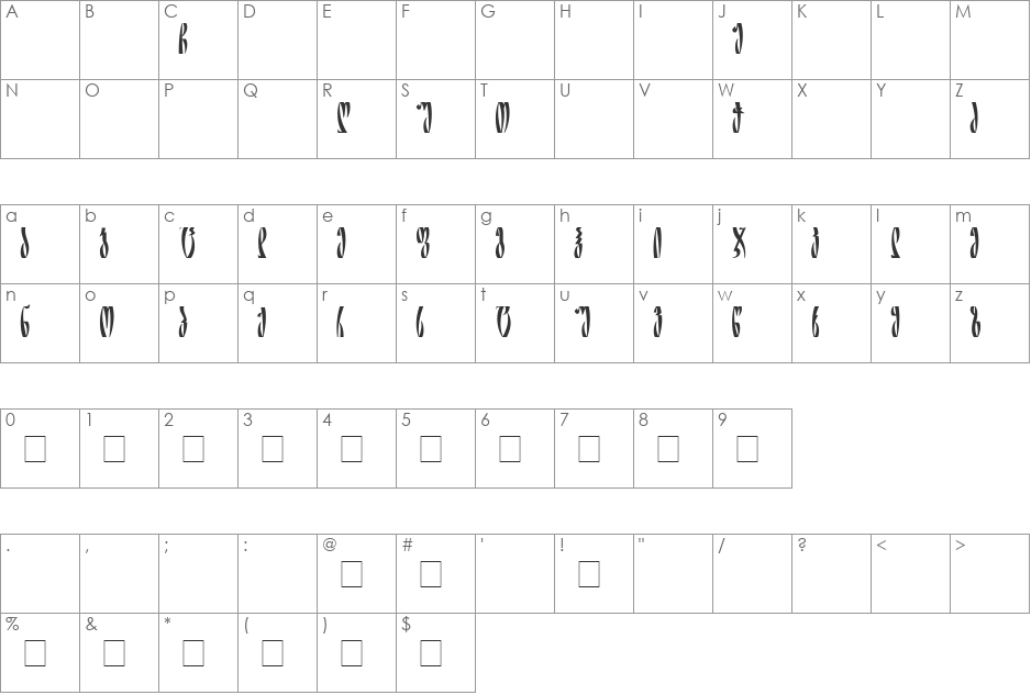 lelaaa font character map preview