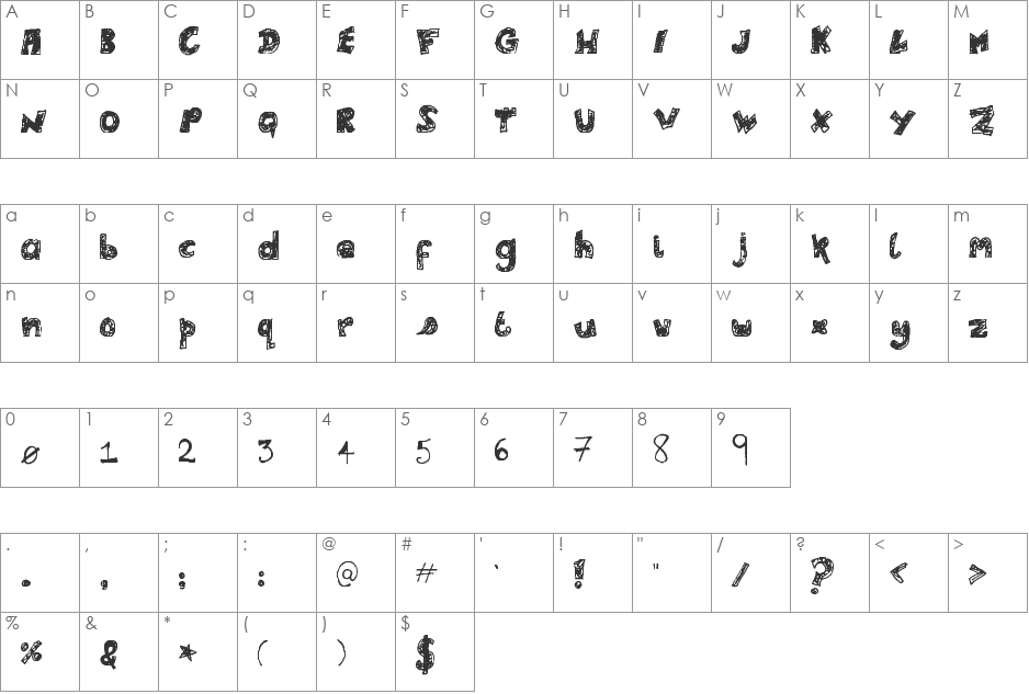 Lele's scribadoo font character map preview