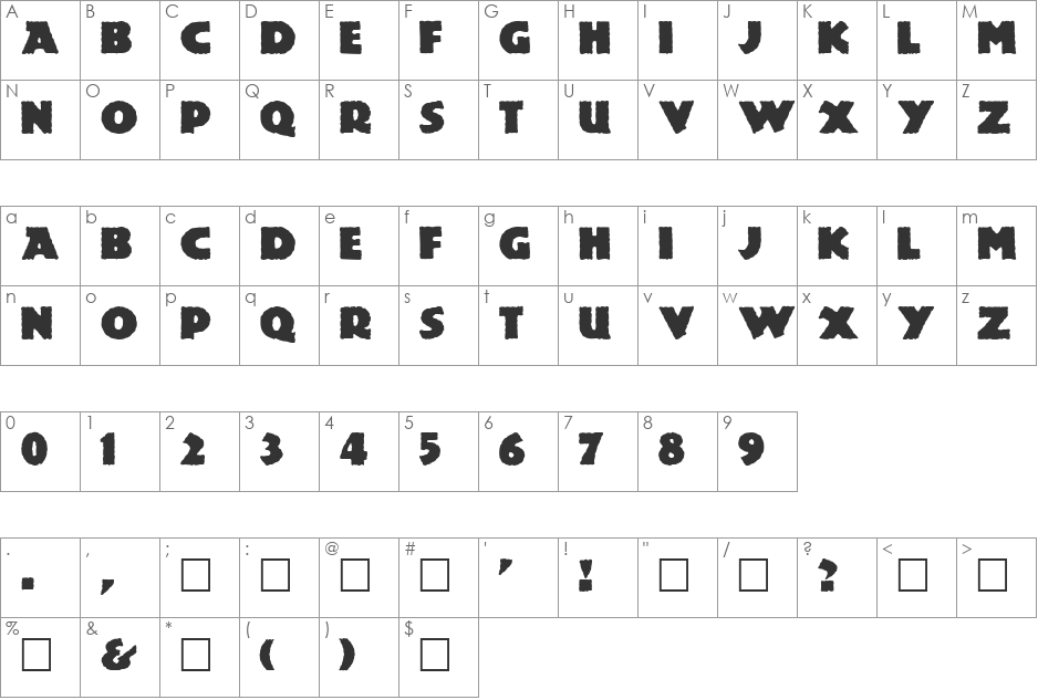 Lemiesz font character map preview