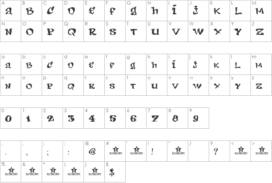 LEMON DAY Copyright (c) 2009 by Billy Argel. All rights reserved. font character map preview