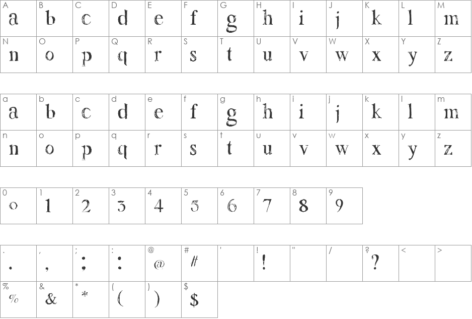 Lemonade font character map preview