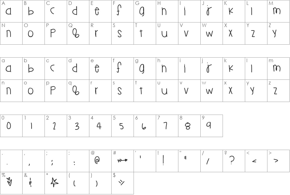LemonadeJuice font character map preview