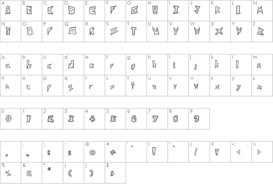 LemonPoo font character map preview
