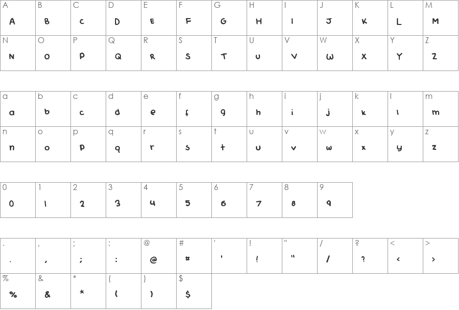 Lemons Can Fly font character map preview