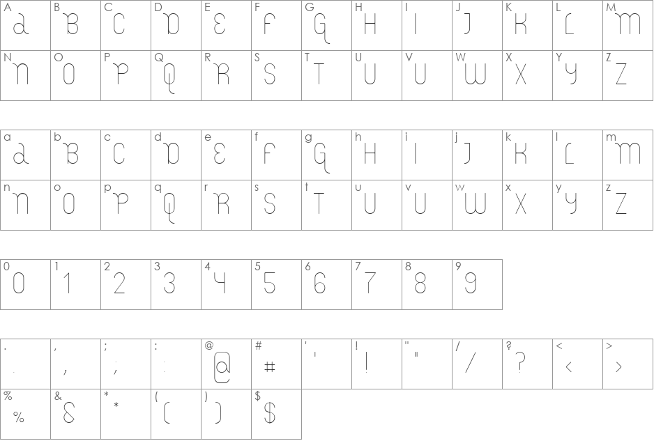 Lemur_Light_DEMO font character map preview