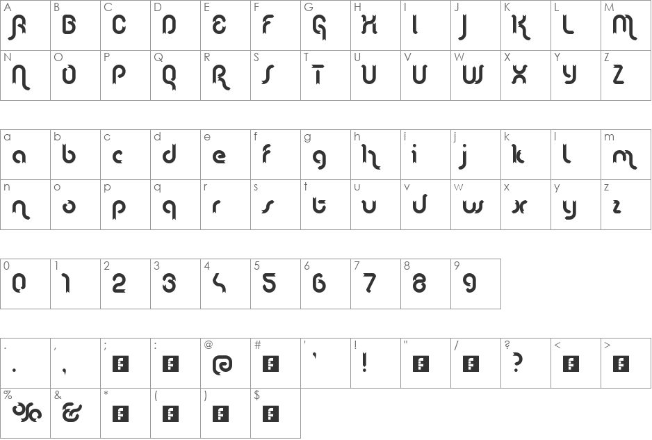 Lenta font character map preview