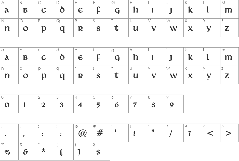 Leo font character map preview
