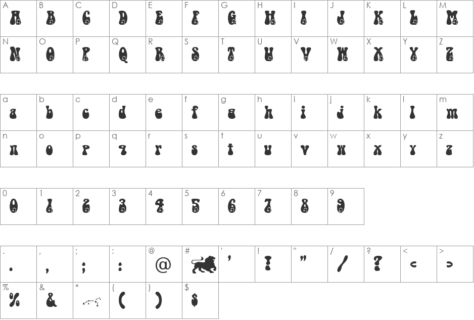 Leo Becker font character map preview