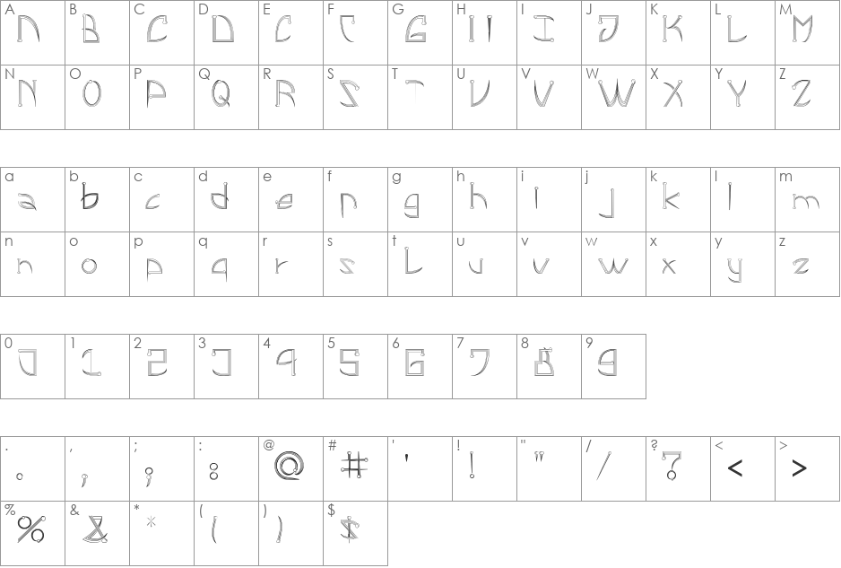 leonard_pirceng font character map preview