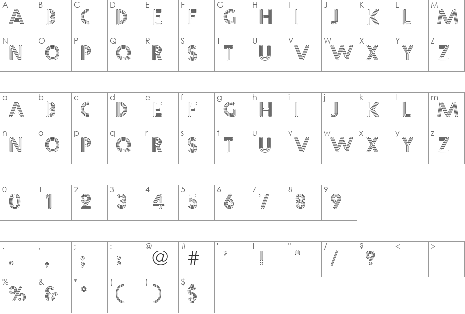 Leonde font character map preview