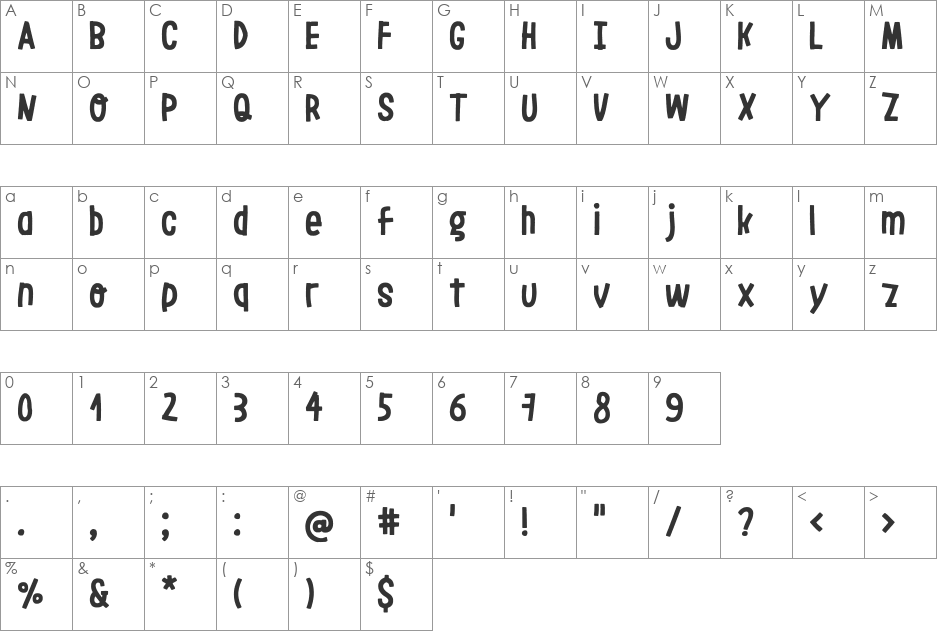 LeOsler font character map preview