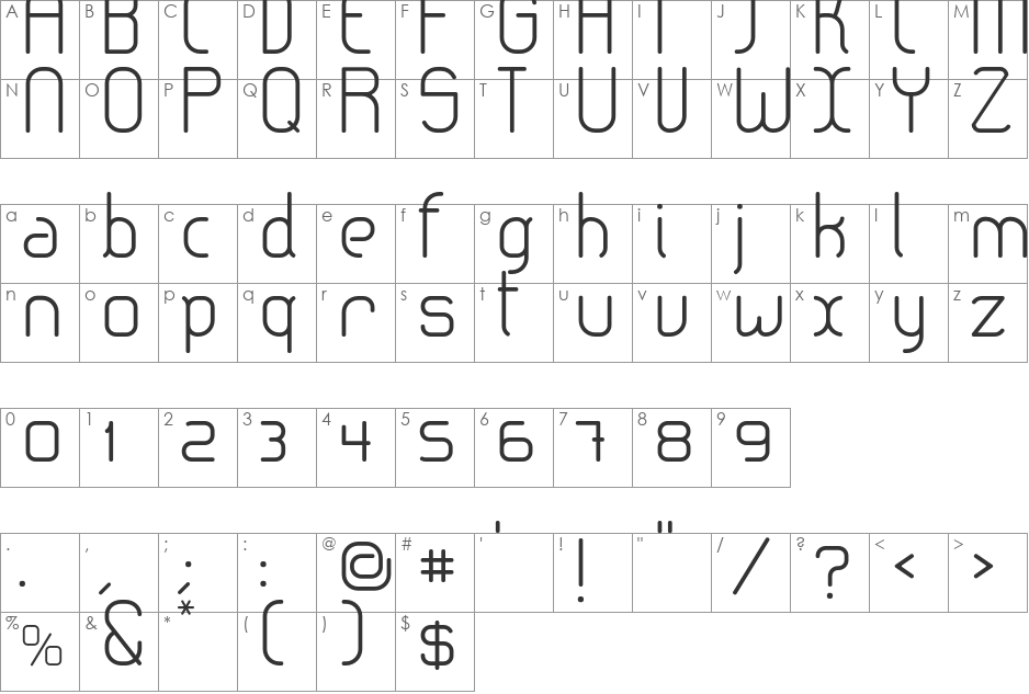 lerotica-semilight font character map preview