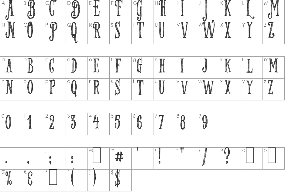 Les Mysteres de Paris font character map preview