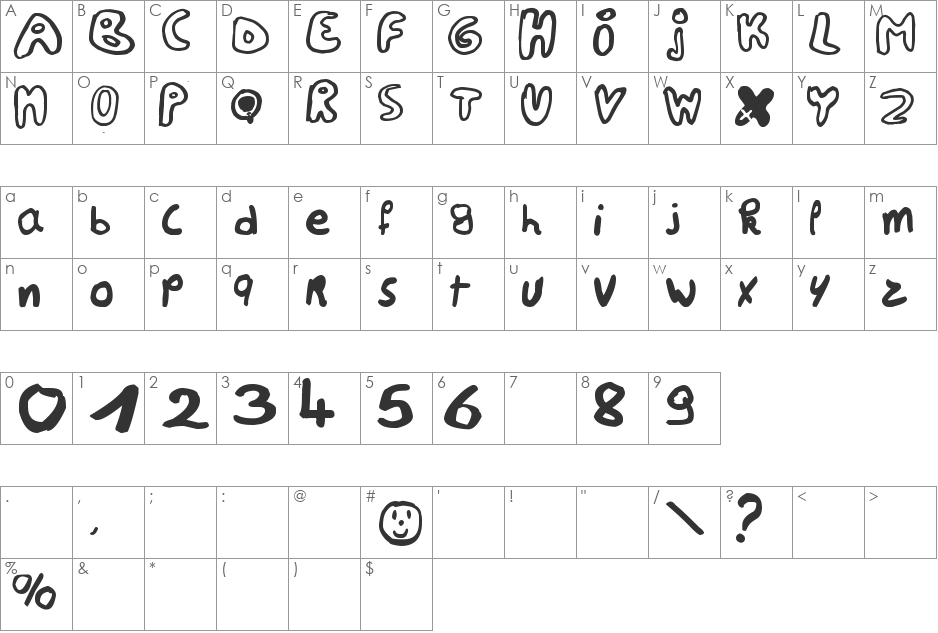 Lesansa font character map preview