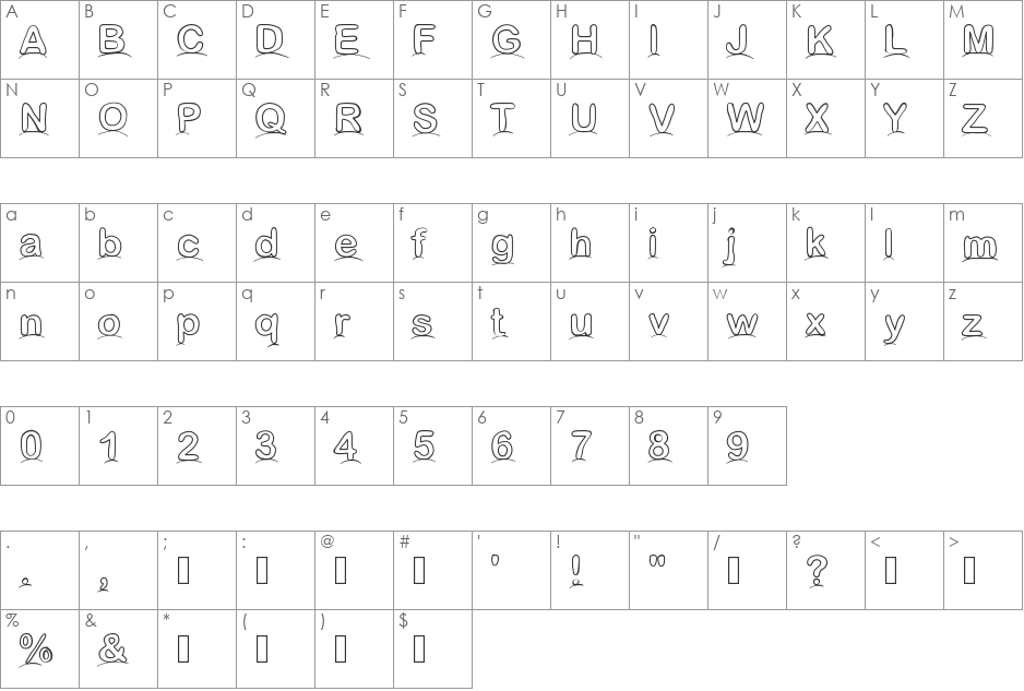 Lesdunes font character map preview