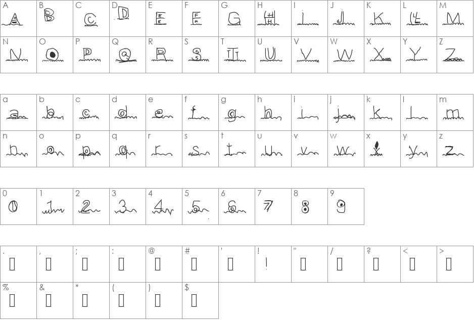 Leslettresdadam font character map preview