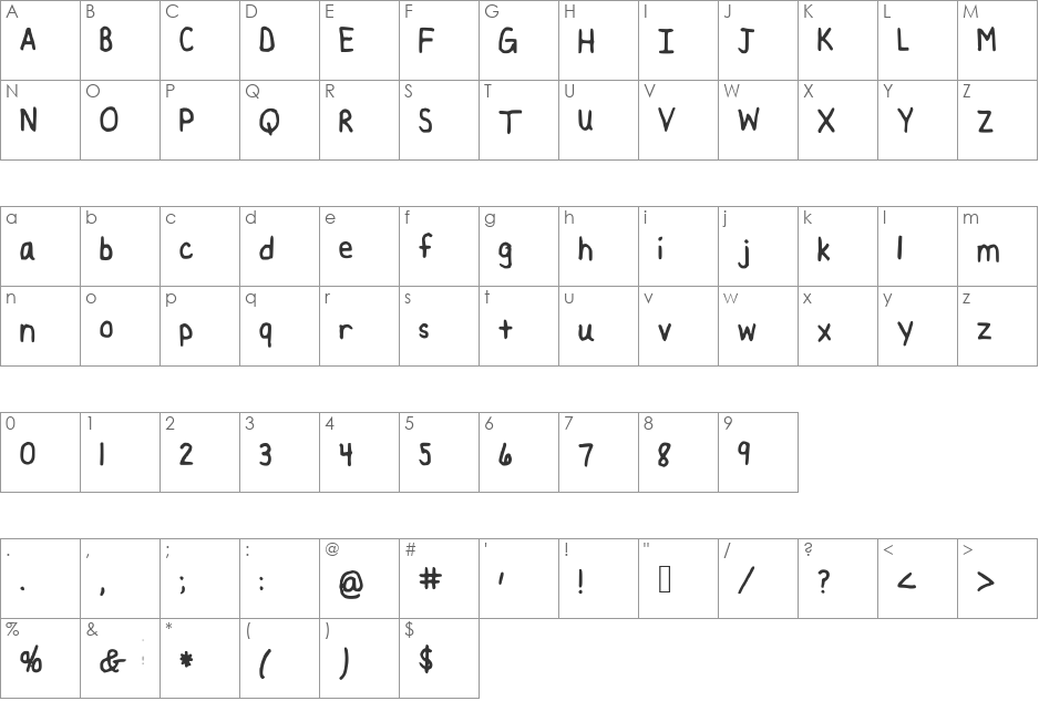 LESLIE font character map preview