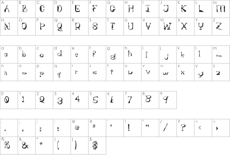 LeslieSmith font character map preview