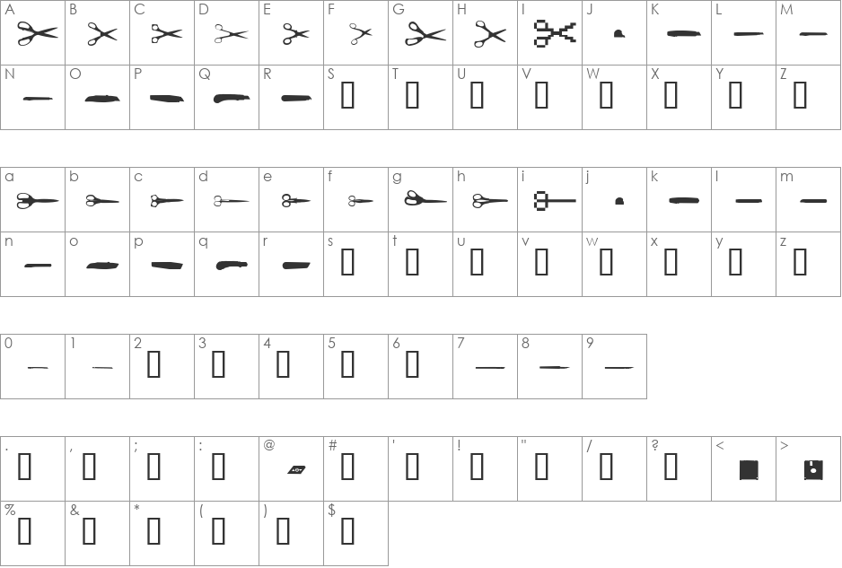 LesOutils font character map preview