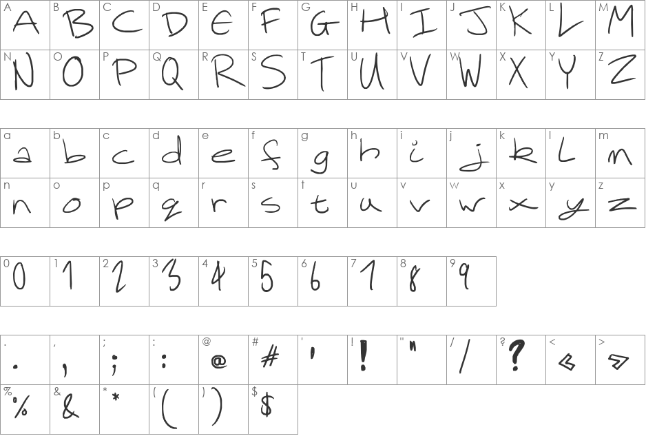 Let Loose or Else! font character map preview