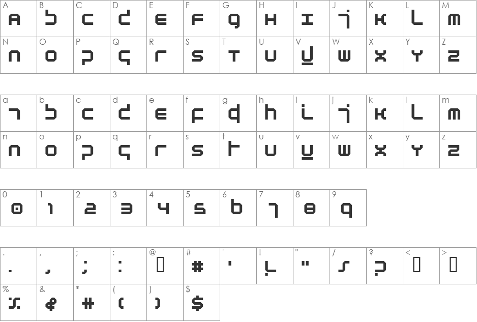 Atmosphere font character map preview