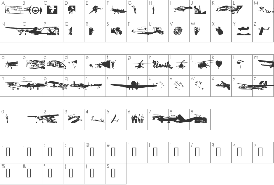 letiskovy font character map preview