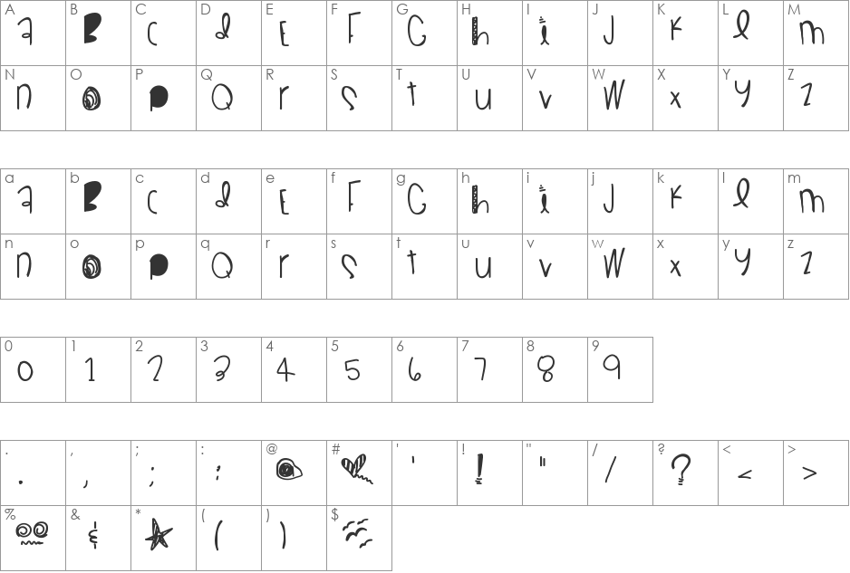 LetsFly font character map preview