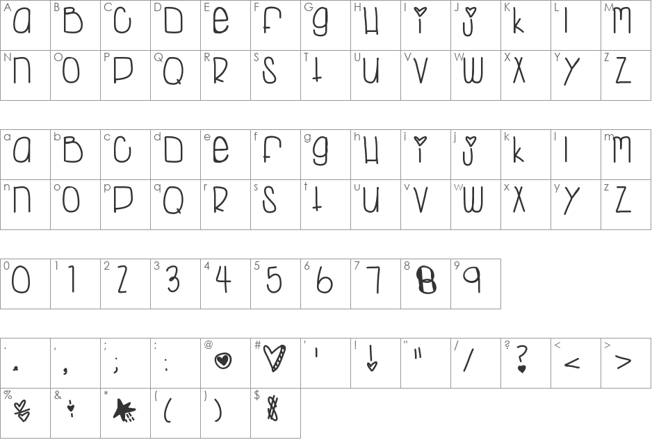 LetsGo font character map preview