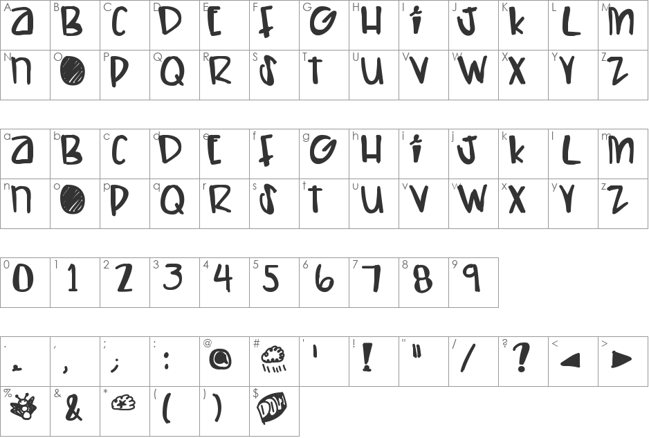 LetsHaveAKiki font character map preview