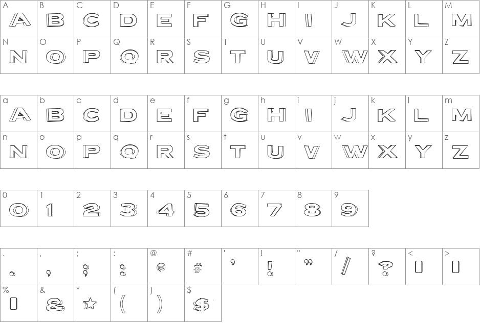 Letter Set font character map preview