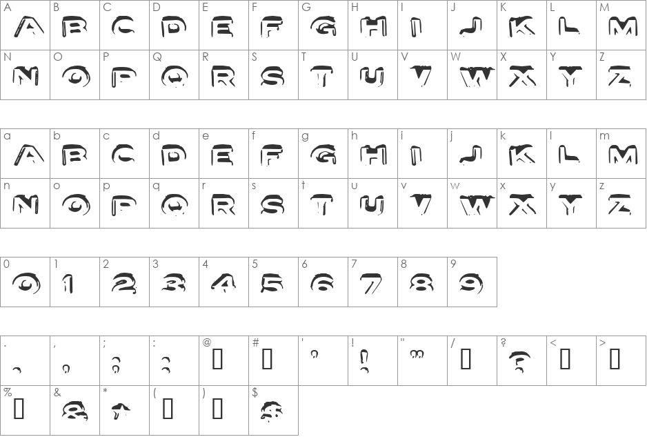 Letter Set A font character map preview