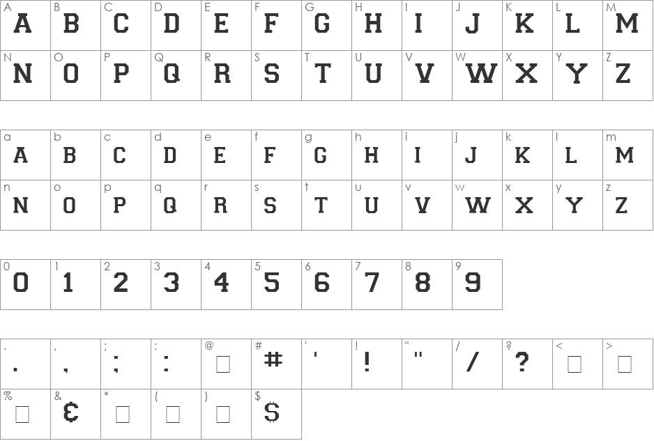 Letter Sweater Display SSi font character map preview