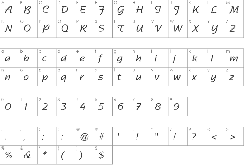 ATNadianne-Medium font character map preview