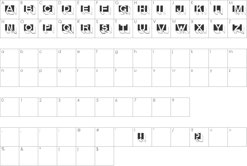 LetterBuildings font character map preview