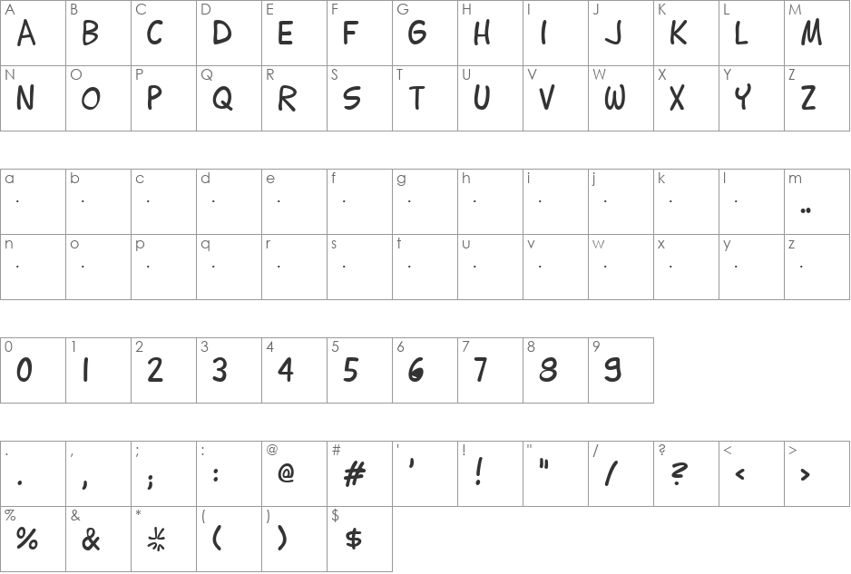 Lettering1 font character map preview
