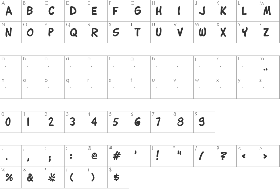 Lettering1 font character map preview
