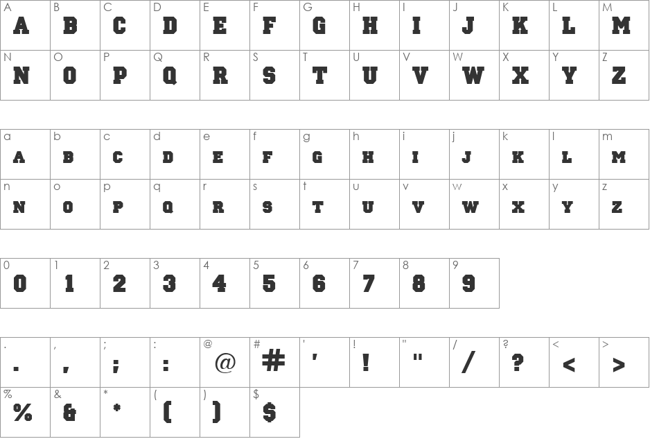 Letterman-Solid font character map preview