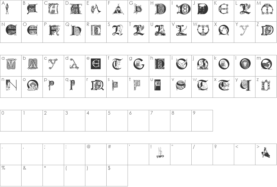 LettersBats font character map preview