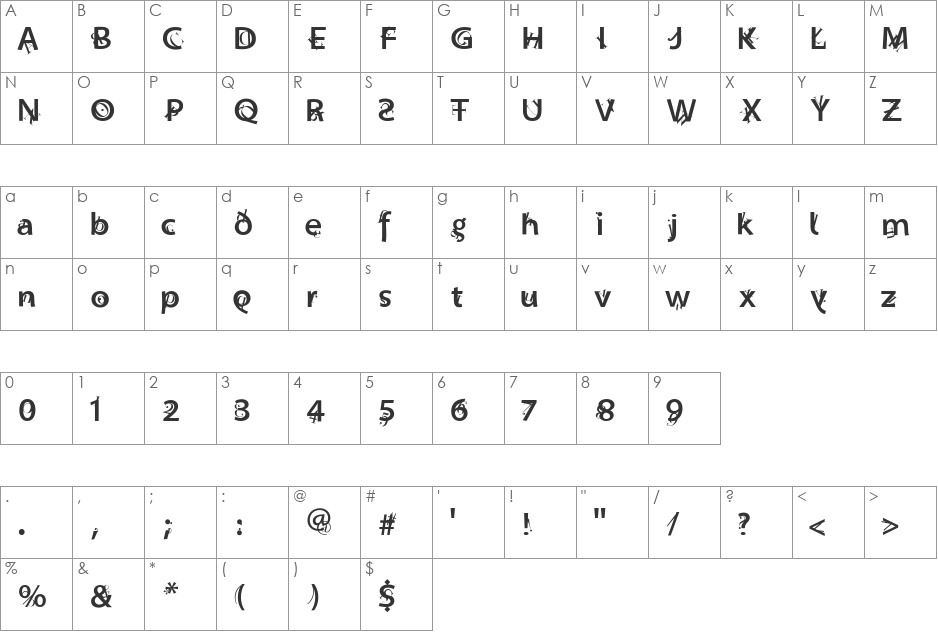 Lettersoup font character map preview
