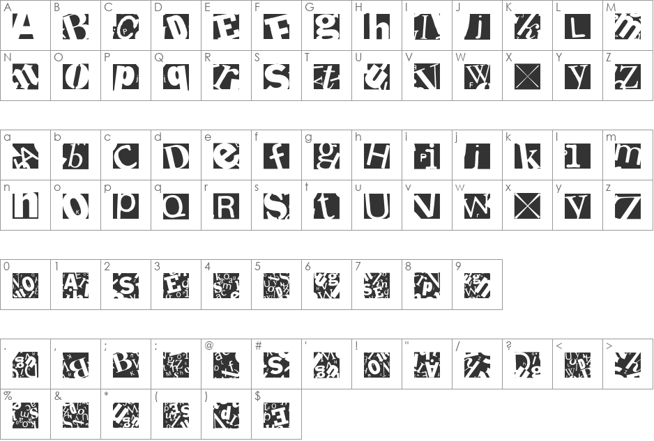 LetterSoupMainz font character map preview