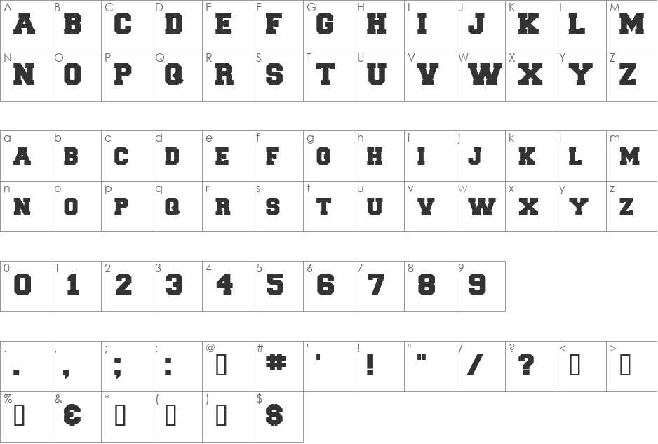 LetterSweaterDisplaySCapsSSi font character map preview