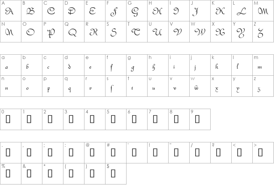 LettreCivilitdeGrajon font character map preview
