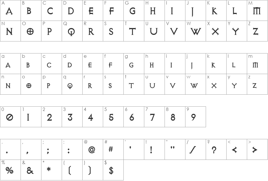 Lettro Target font character map preview