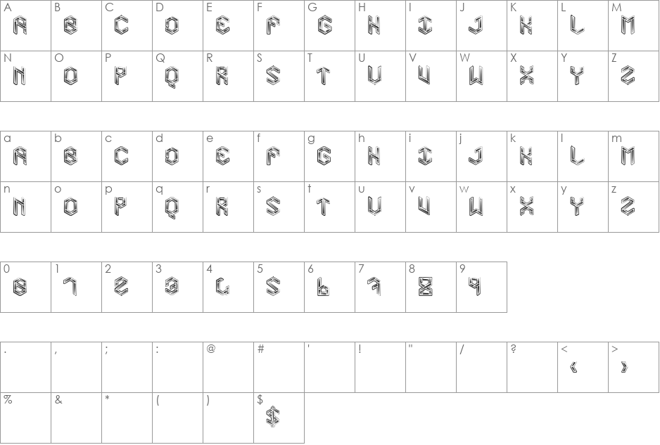 Level 01 font character map preview