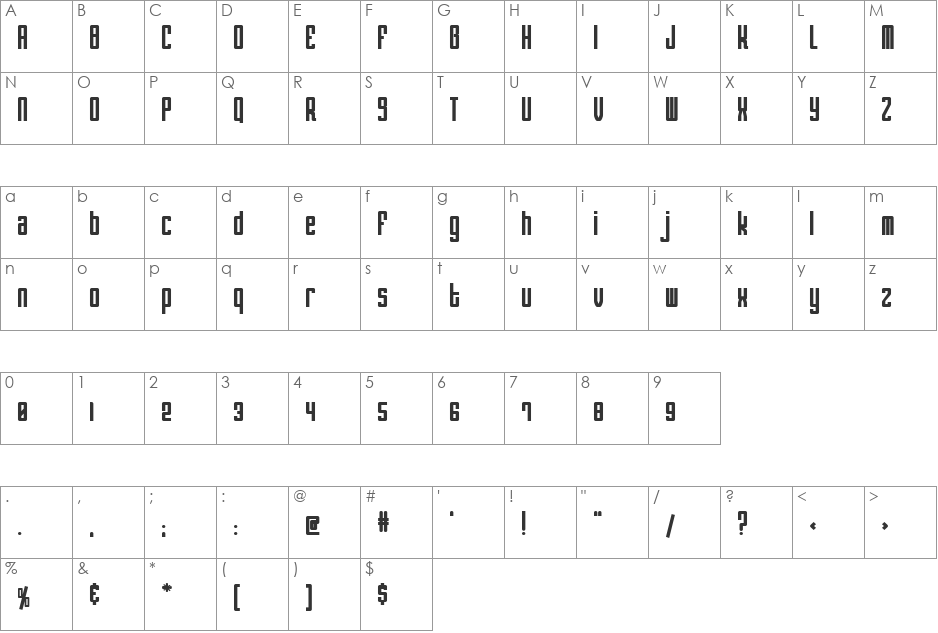 Atomic font character map preview