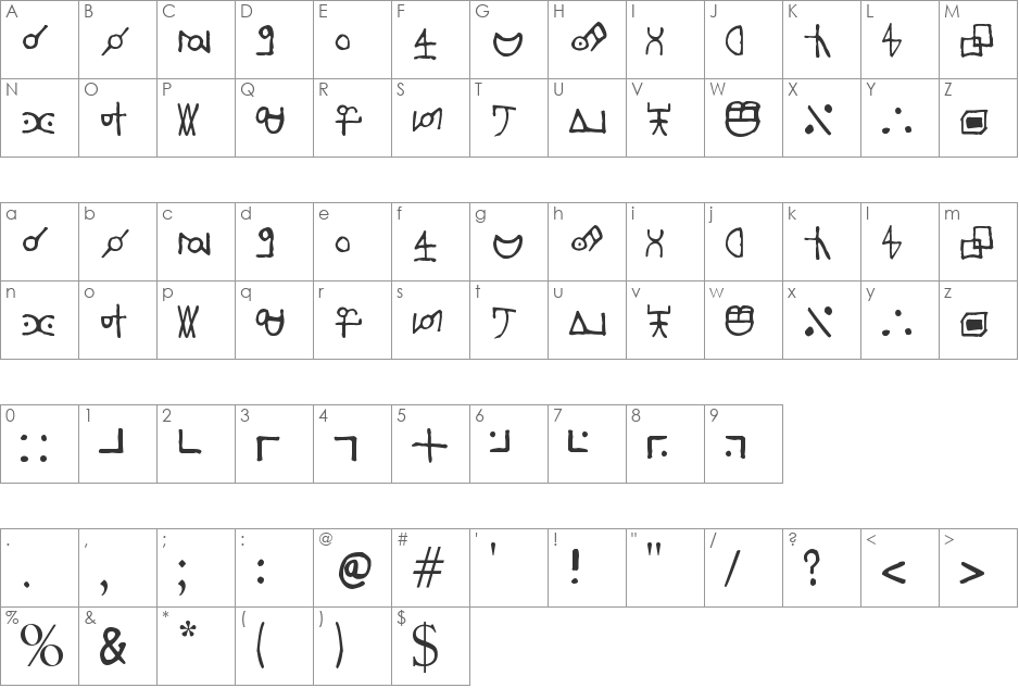 Leviathan font character map preview