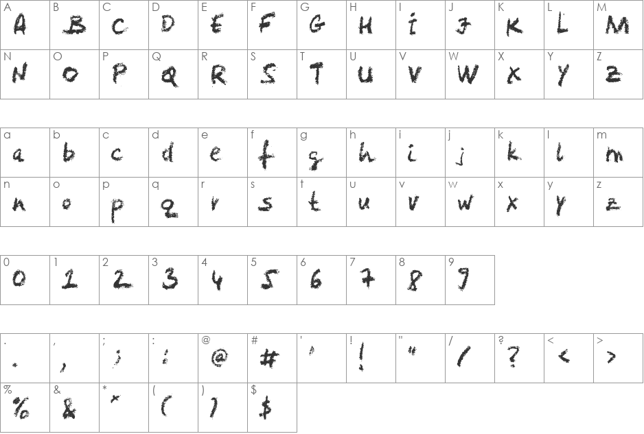 LeviCrayola font character map preview