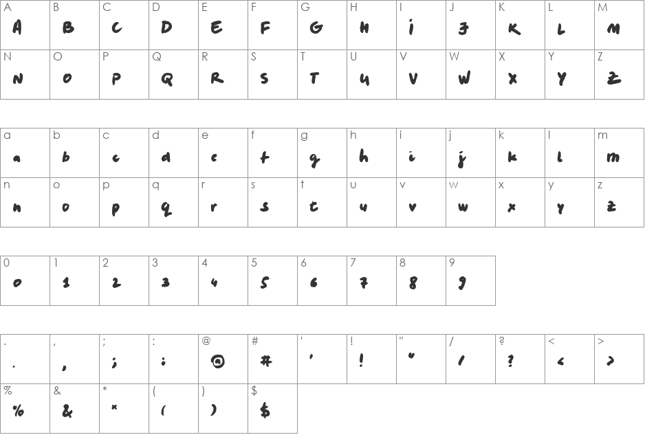 LeviMarker font character map preview