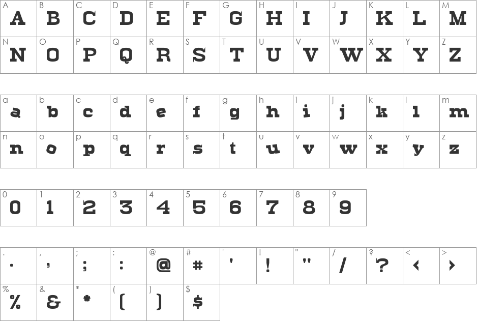 Levity font character map preview