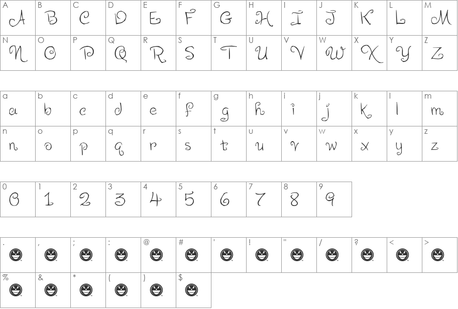 LEVO Scaloopy font character map preview